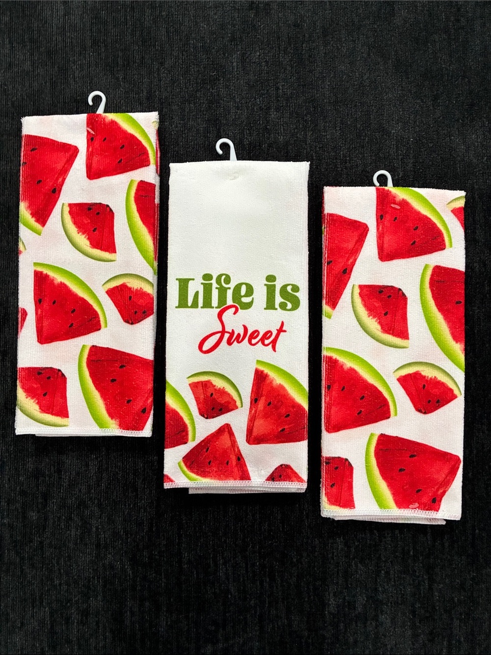 NWT- Set of 3 - Double Sided- ‘Life is Sweet' Watermelon 🍉 Kitchen Towels 15x25